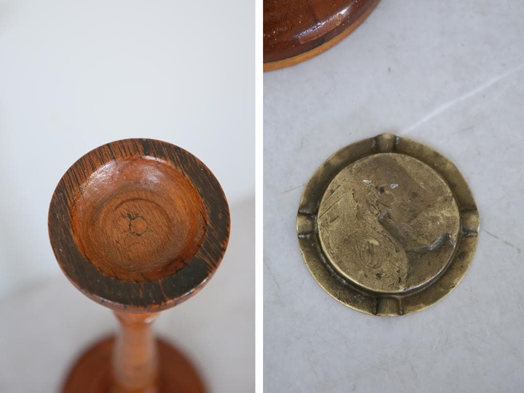 英国アンティーク木製スモーカーズスタンド/灰皿アシュトレイ/タバコ(92-201