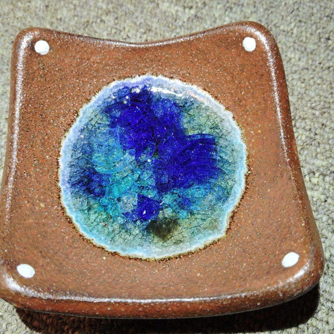 未使用 沖縄やちむん 【工房:ei-bow】 北川 稔:作 丸皿・角小皿