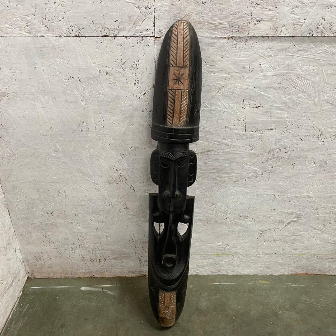 木彫り 飾り お面 アンティーク オブジェ アジアン家具 壁飾り Y0379