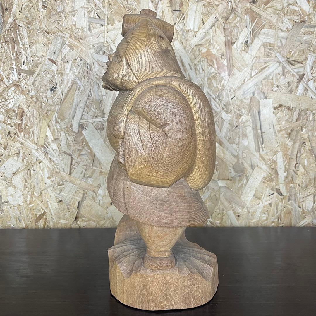 大黒天 木彫り 置物　一刀彫　アンティーク　ヴィンテージ　レトロ　縁起物　大黒様