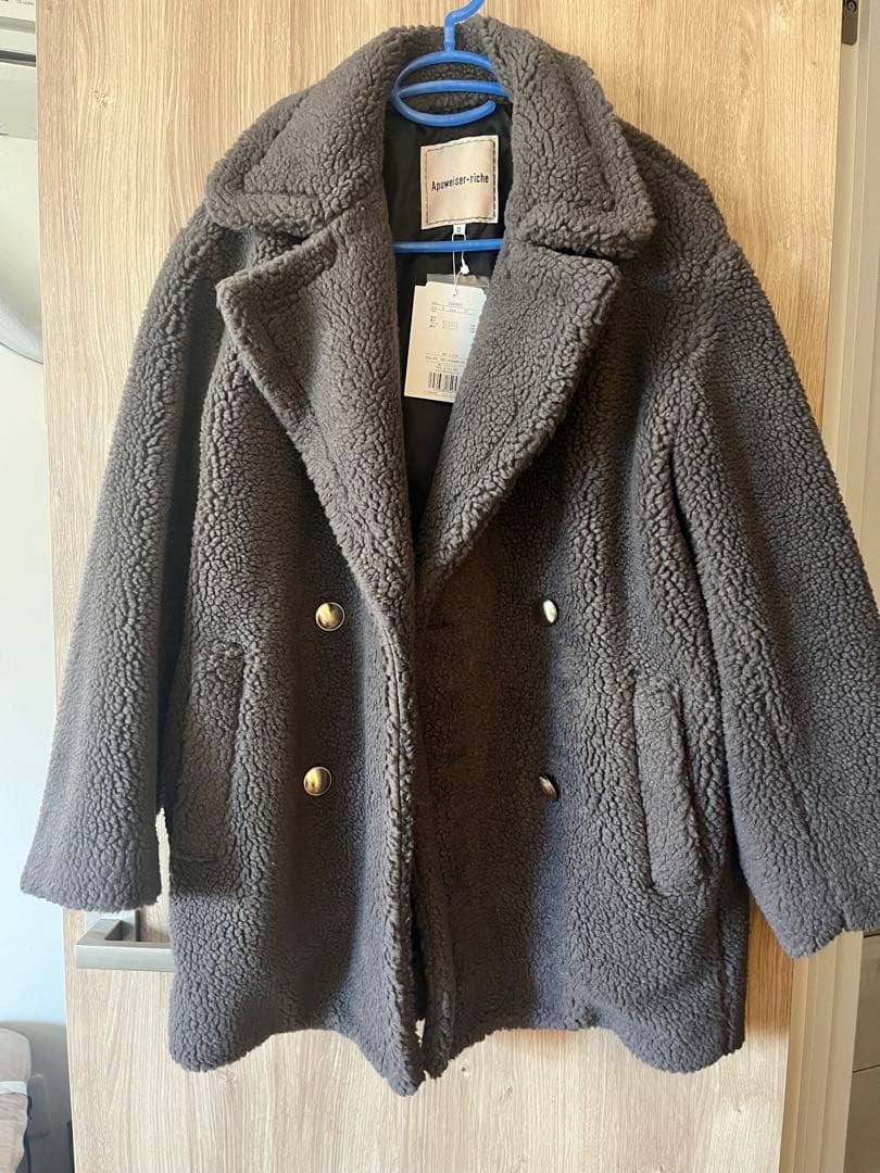 新品 アプワイザーリッシェ　ボアコート　ボアダブル釦コートSS