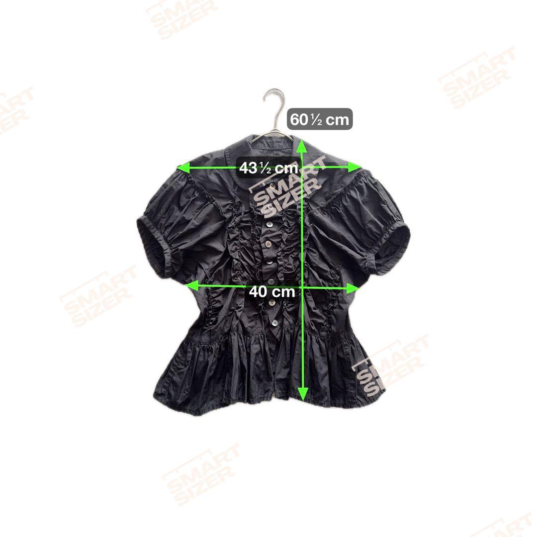 トリココムデギャルソン　フリルシャツ　丸襟　シェルボタン　縮絨　AD2015　黒