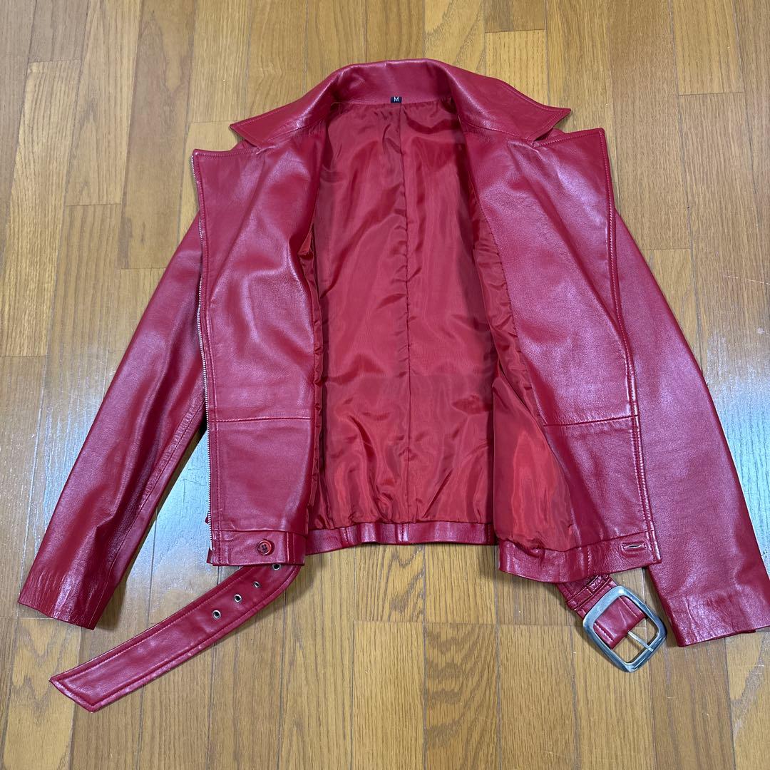 ライダースレザージャケット レディース　Mサイズ 赤色　美品！