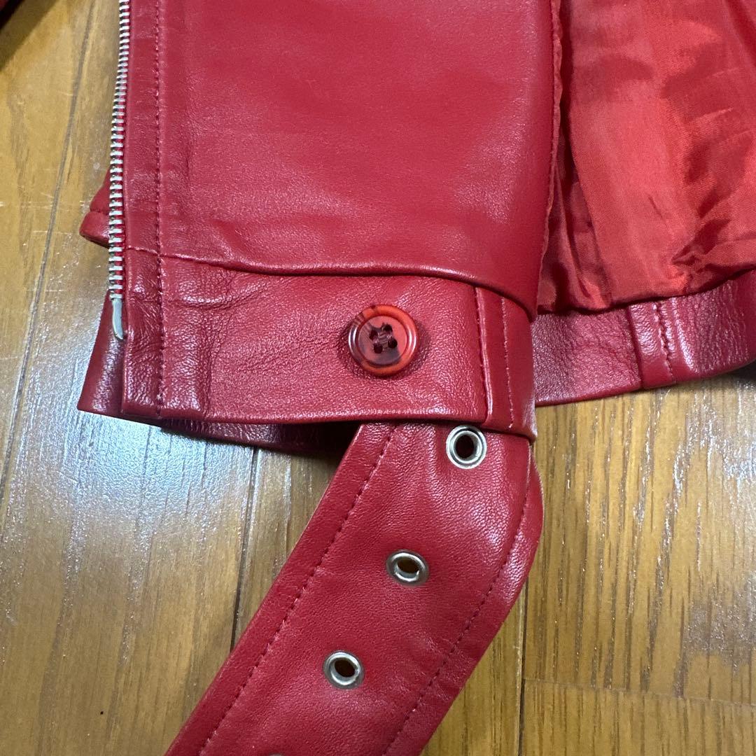 ライダースレザージャケット レディース　Mサイズ 赤色　美品！