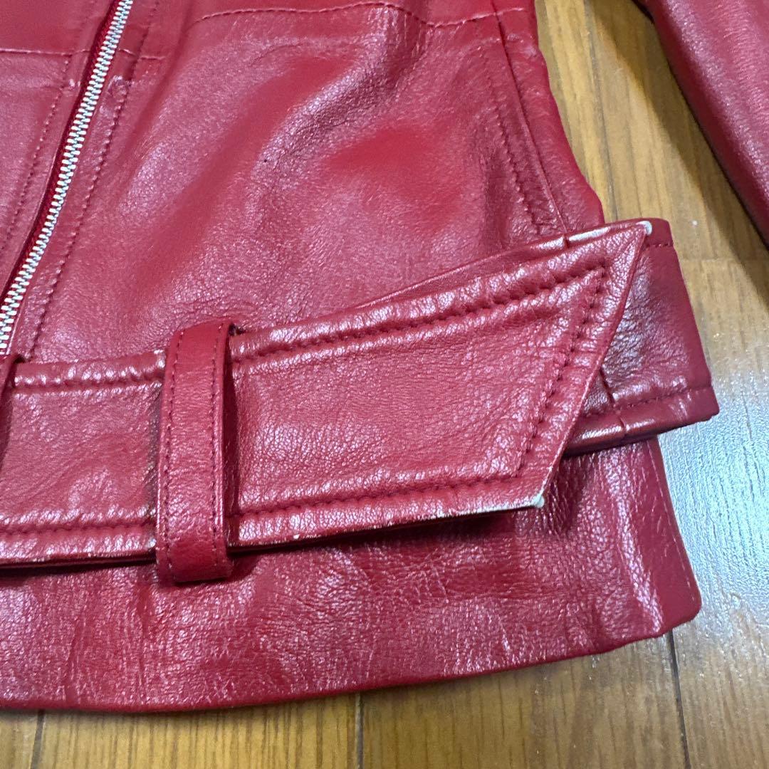 ライダースレザージャケット レディース　Mサイズ 赤色　美品！