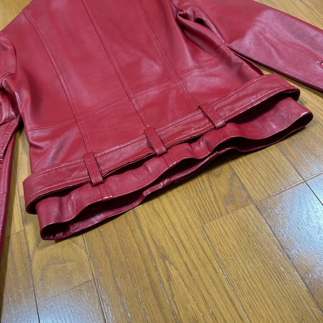 ライダースレザージャケット レディース　Mサイズ 赤色　美品！