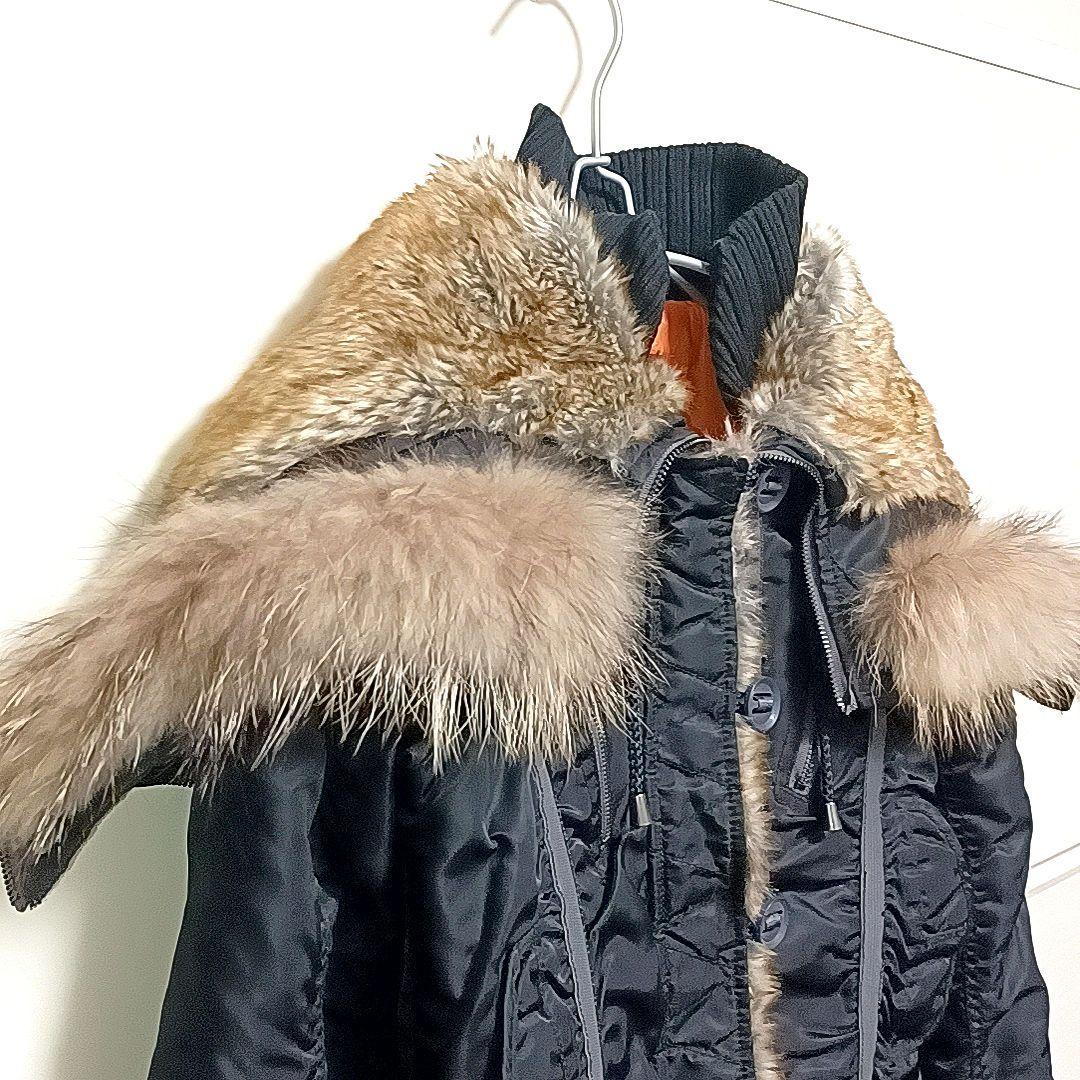 AVIREX　ラクーンファー　N2-B　中綿　短丈　フライトジャケット　ブラック