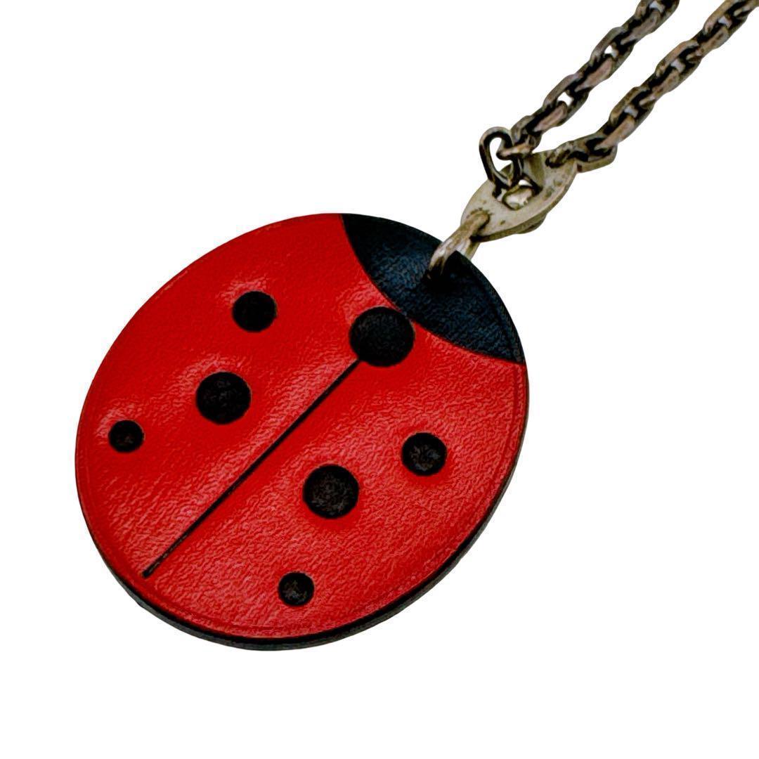 エルメス てんとう虫 レッド テントウムシ キーホルダー バッグチャーム レザー