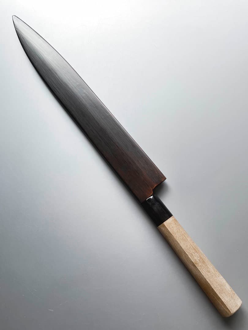 京都 有次 本焼 柳刃包丁 尺寸（30cm） 鞘付き 新品水牛柄