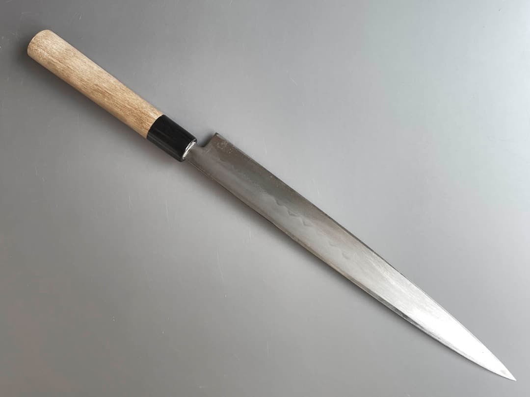 京都 有次 本焼 柳刃包丁 尺寸（30cm） 鞘付き 新品水牛柄