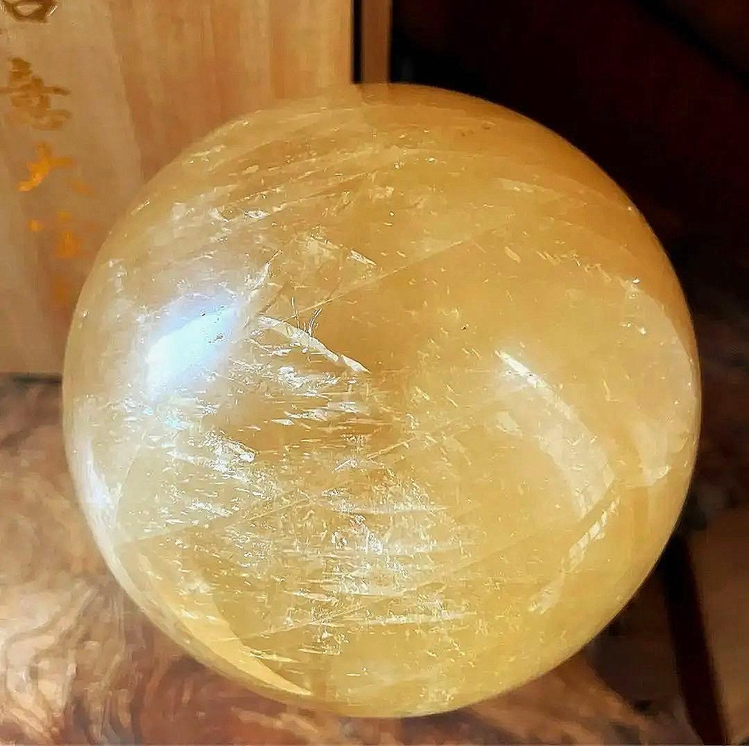 古水晶 特大 黄金如意大宝珠 5.4㎏ 共箱 台座 特別価格