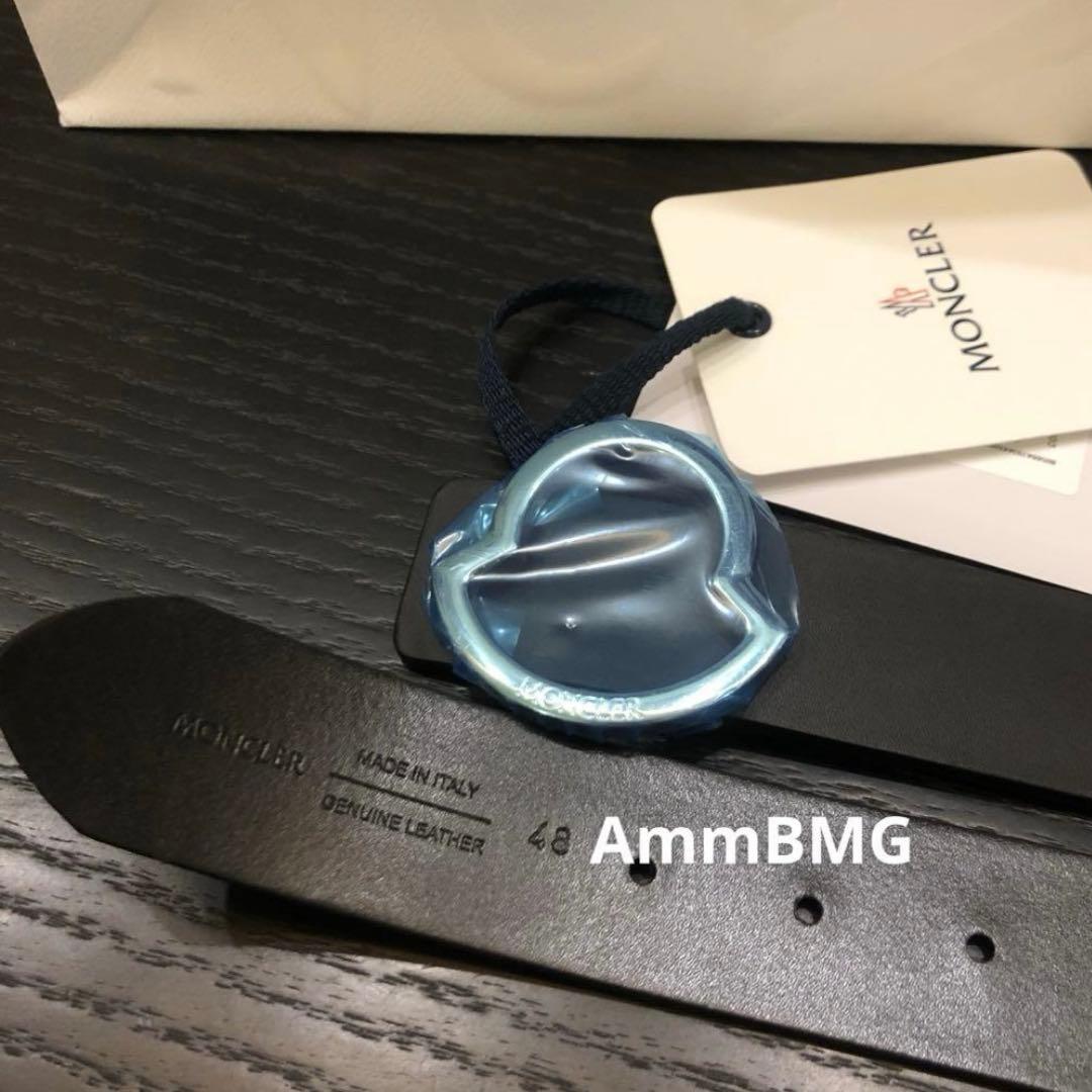 新品 Moncler モンクレール シルバー ロゴバックル メンズベルト 48
