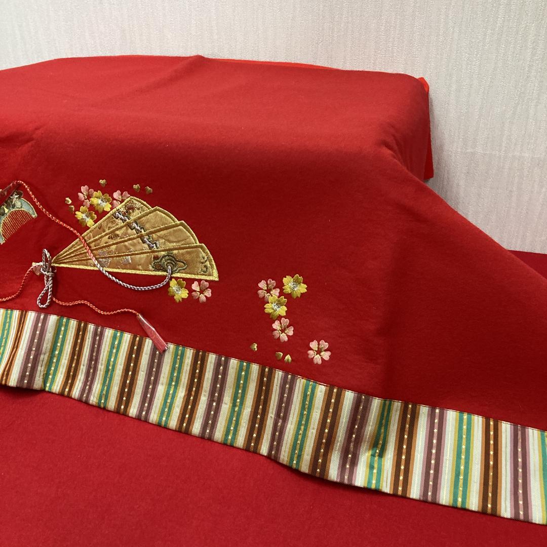 MS24　140×295㎝位　７段飾り毛せん　ひな人形布　７段赤布　段飾り毛せん