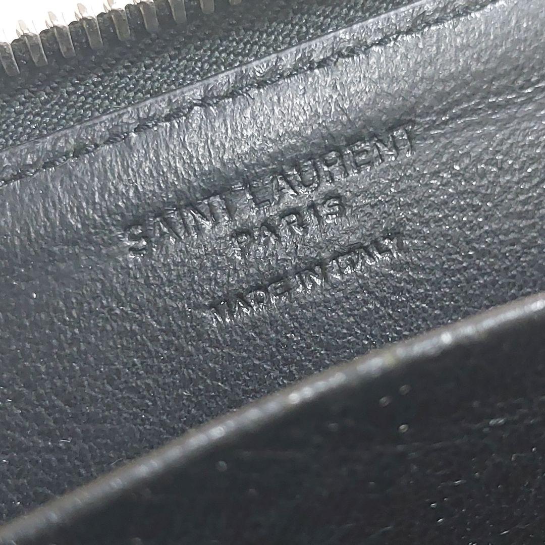 サンローラン ラウンドジップ コンパクト財布 レザー ブラック 504778