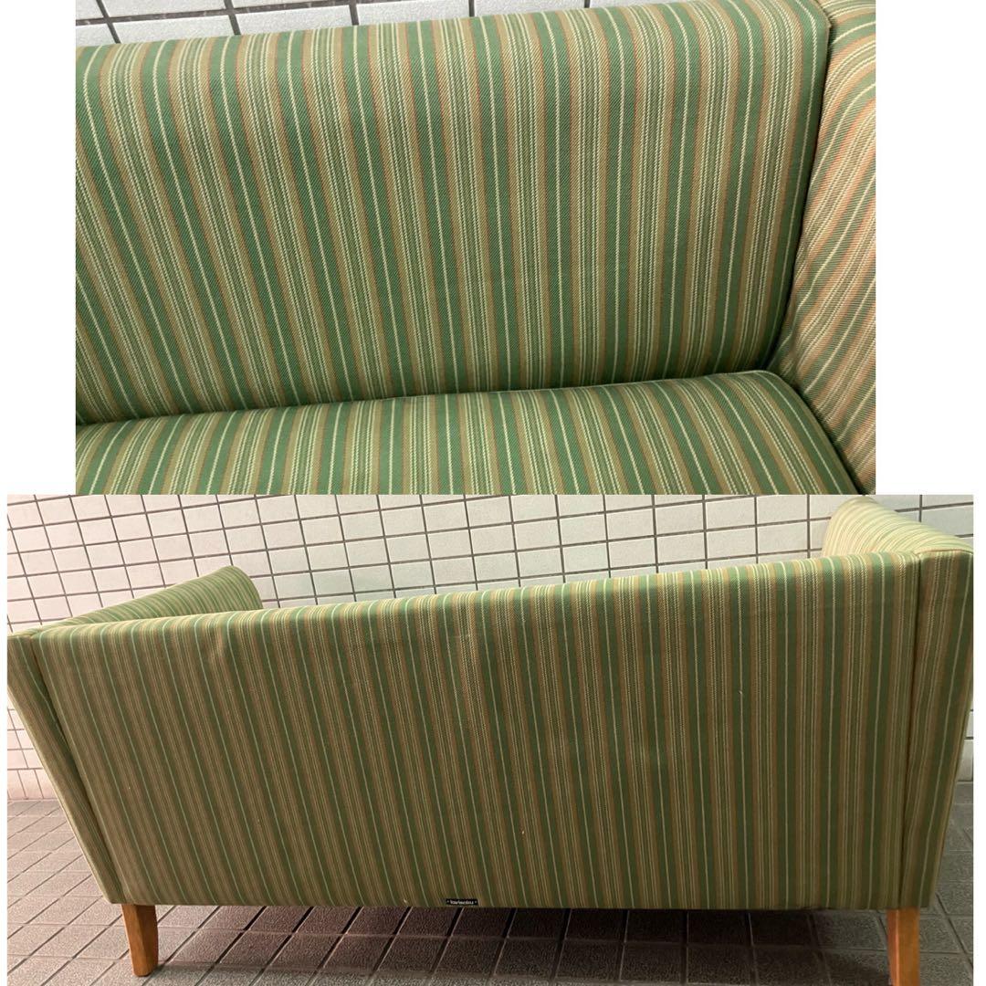 karimoku カリモク マルチカラーストライプ2人掛けソファ　グリーン　希少