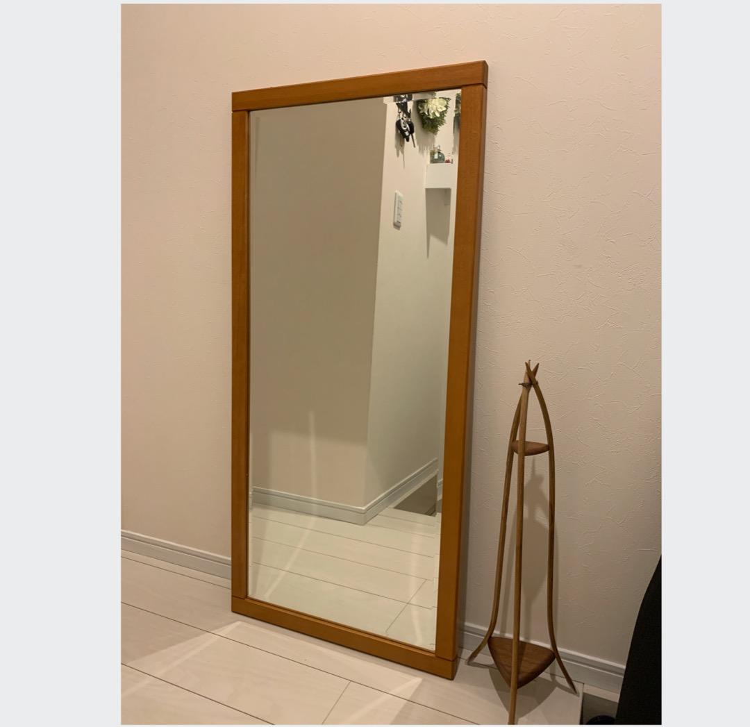 チェリー材・天然木 立体面取りミラー