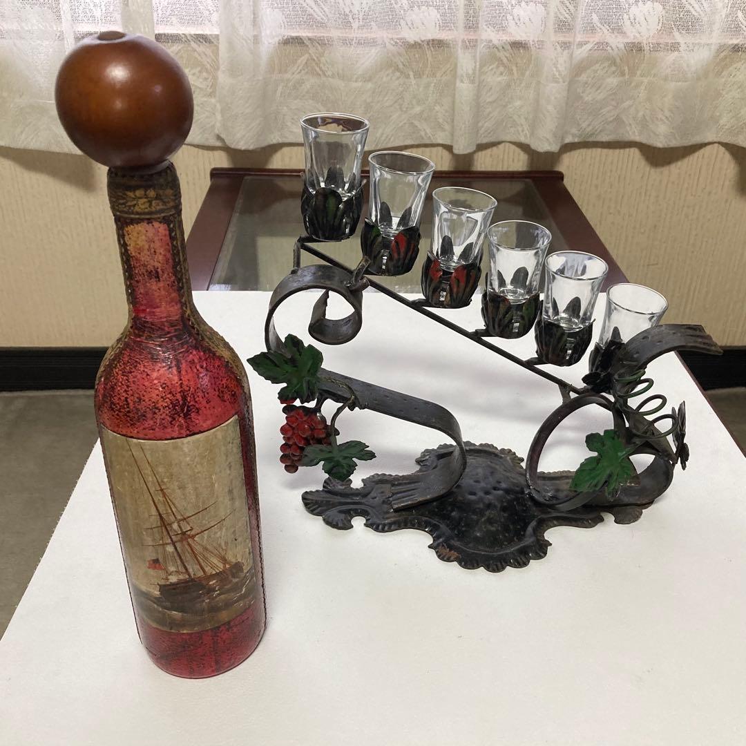 イタリア製 ワインホルダー スタンド ラック 葡萄柄 置物 オブジェ レトロ