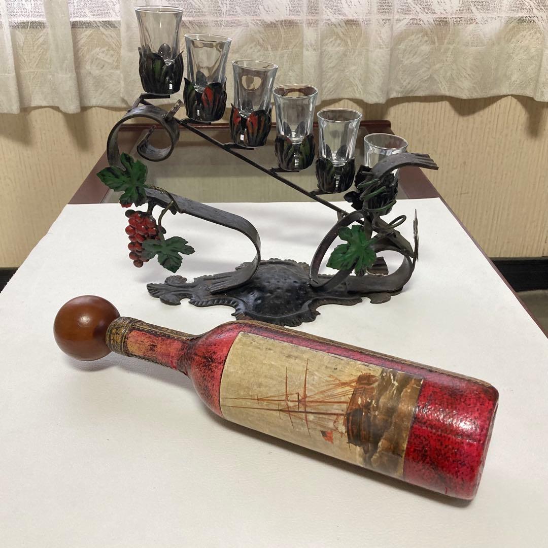 イタリア製 ワインホルダー スタンド ラック 葡萄柄 置物 オブジェ レトロ