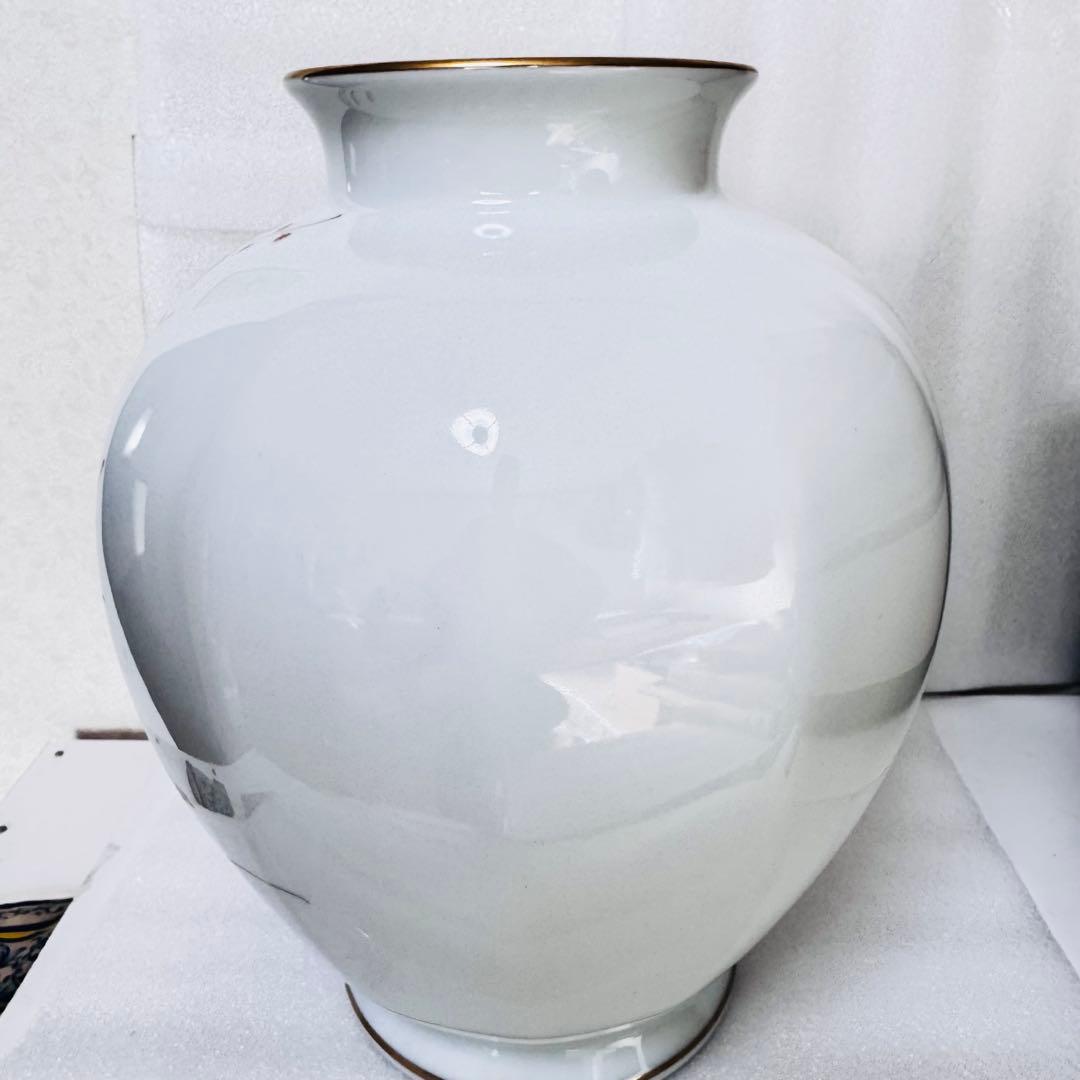 【極美品】深川製磁　宮内庁御用達　 大型花瓶 瑠璃梅図 金彩 壺 稀少品　老舗