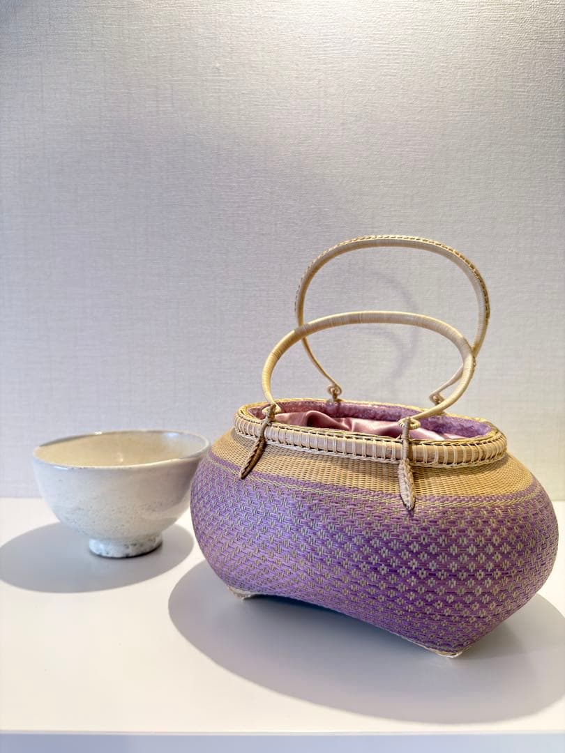 新品　桃色　春　プラニー工房　タイ王室御用達　竹　かごバック