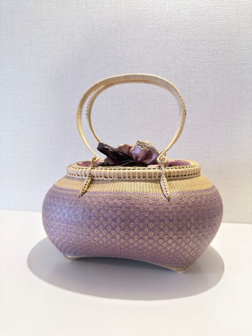 新品　桃色　春　プラニー工房　タイ王室御用達　竹　かごバック