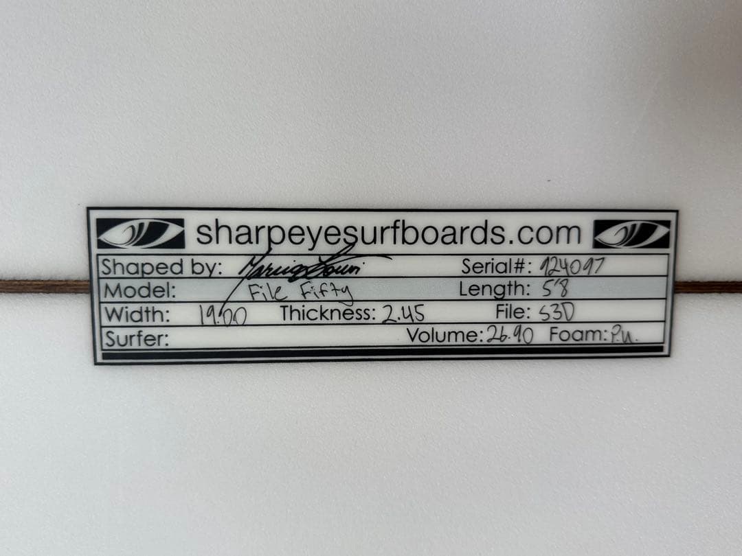 シャープアイサーフボードFile Fifty 5’8