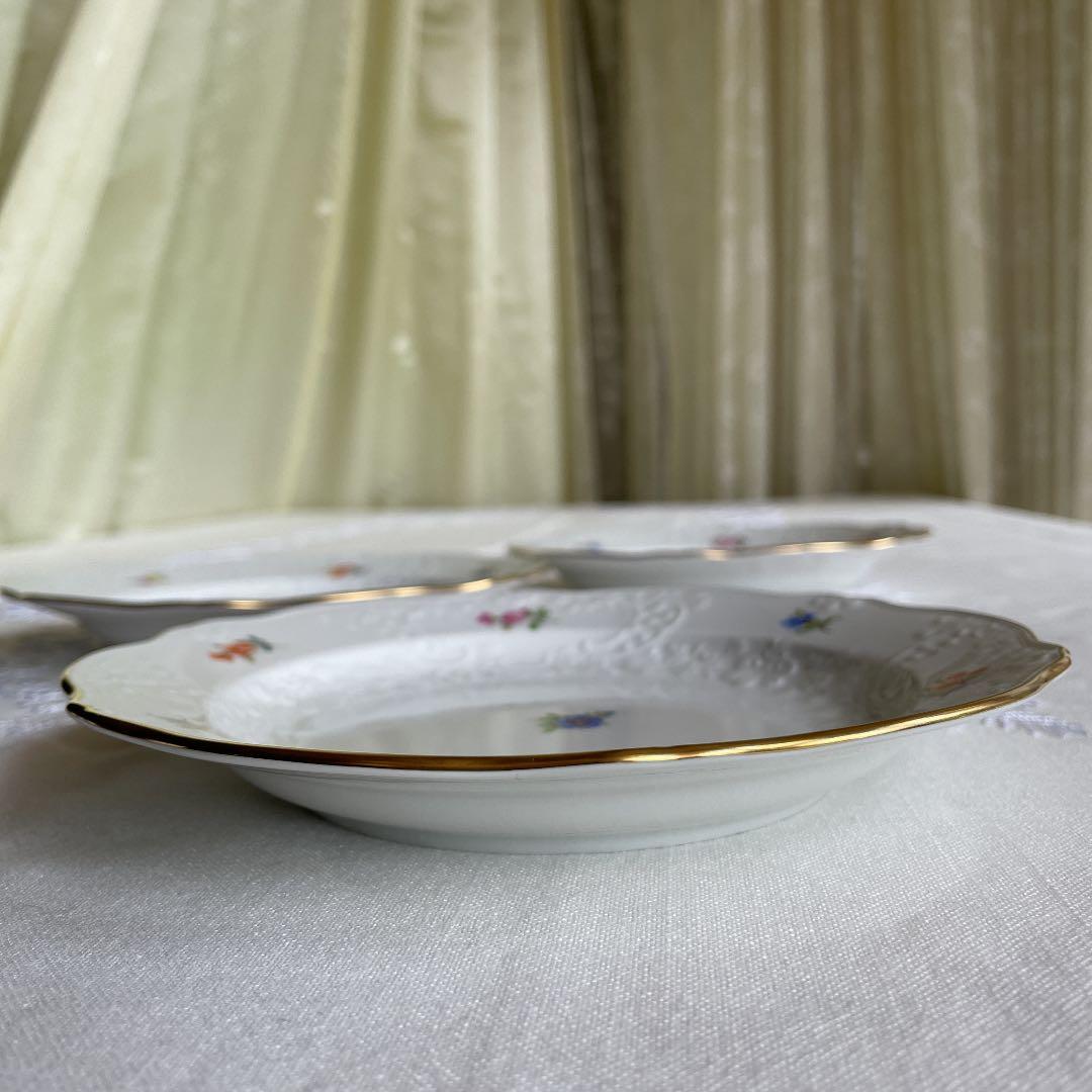 ★ マイセン　小花　エンボス　プレート　3点セット