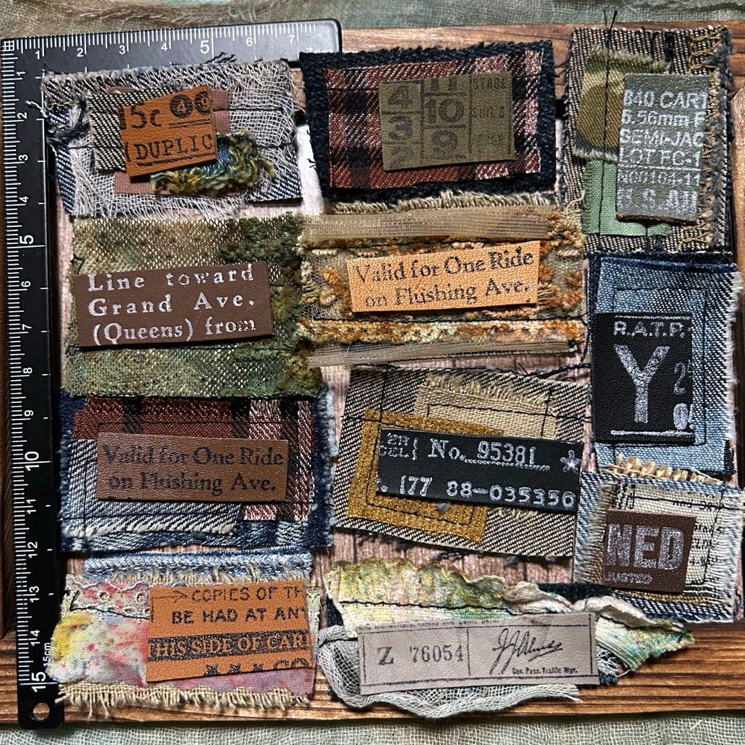 革タグ リメイクデニム コラージュ素材 ジャンクジャーナルなどに