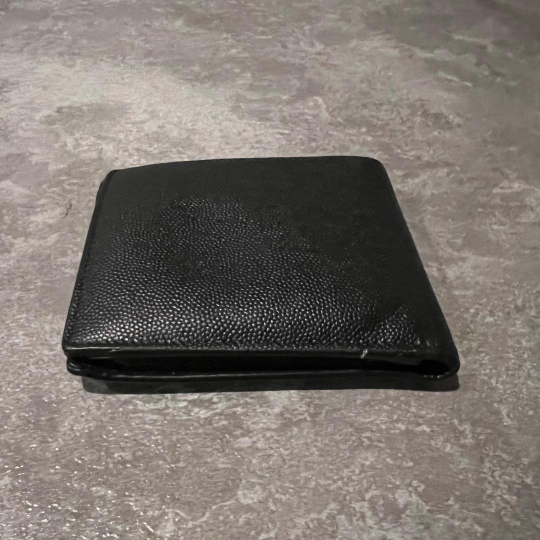 ⭐️サンローラン⭐️ 二つ折り財布 グレインレザー ブラック ロゴ刻印