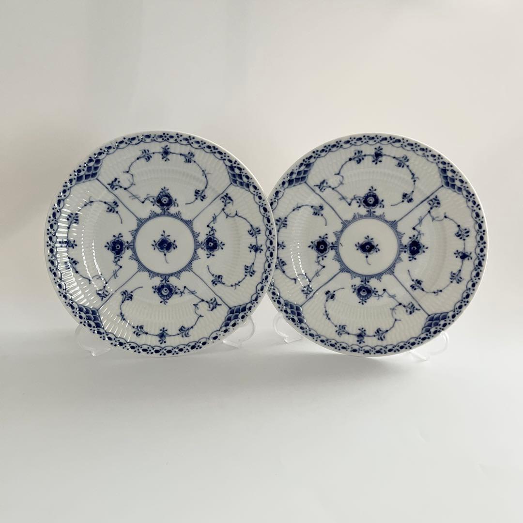 ロイヤルコペンハーゲン ブルーフルーテッド ハーフレース #574プレート2枚①
