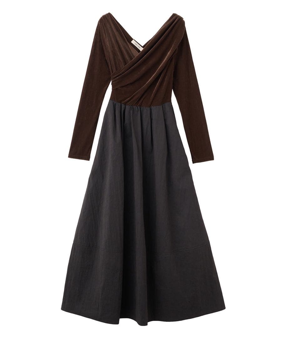 ベロアドッキングワンピース ブラウン 2 タグ付き