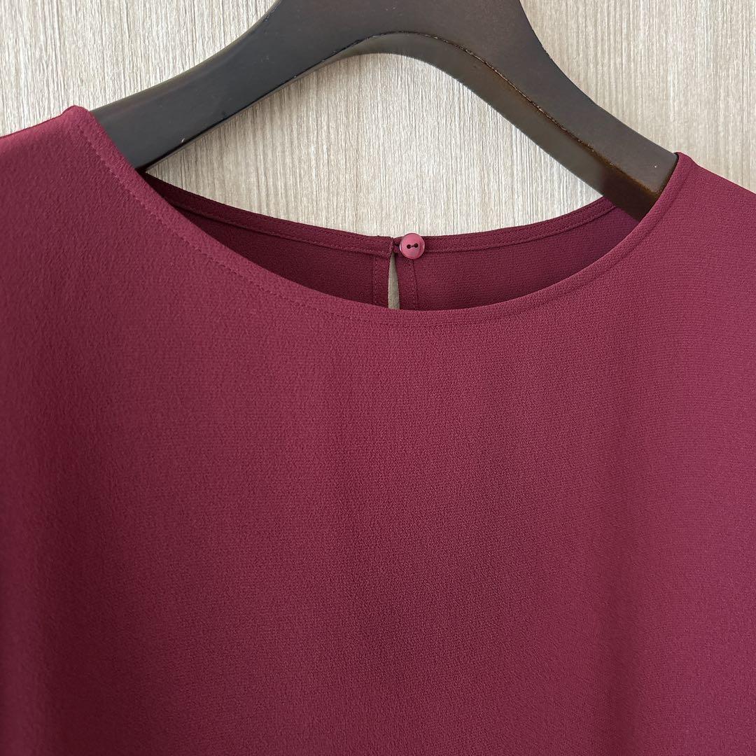 【389】アナイ　ジョーゼット袖フリルブラウス　えんじ　38 B