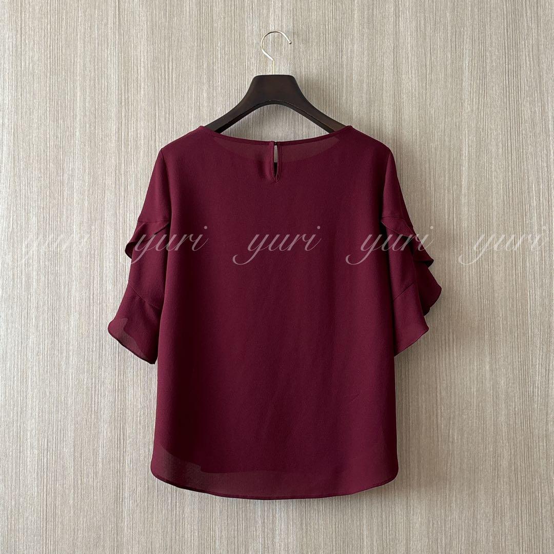 【389】アナイ　ジョーゼット袖フリルブラウス　えんじ　38 B