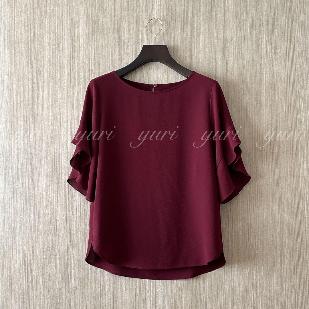 【389】アナイ　ジョーゼット袖フリルブラウス　えんじ　38 B