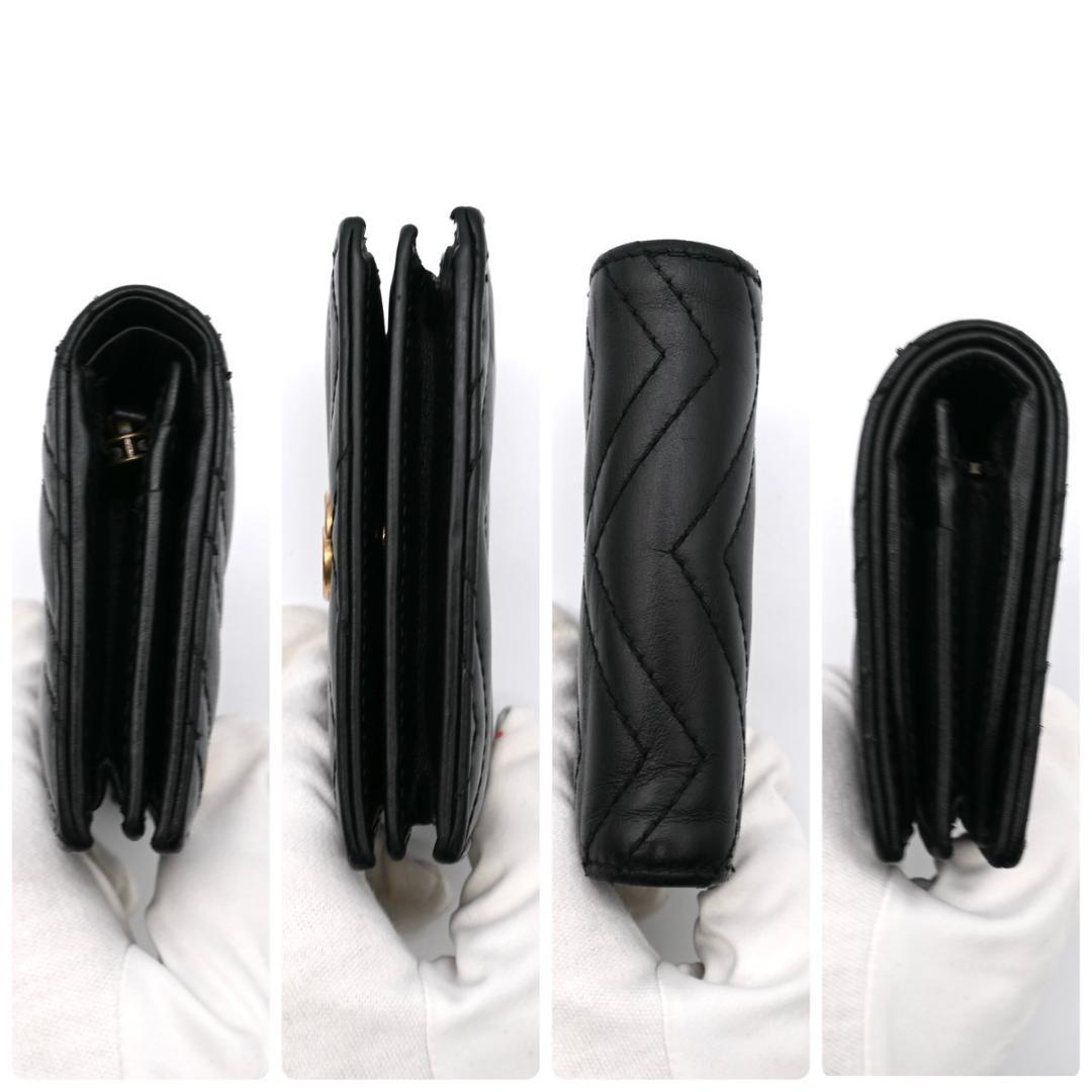 グッチ 折財布 カーフレザー GGマーモント コンパクト ブラック 黒 2452