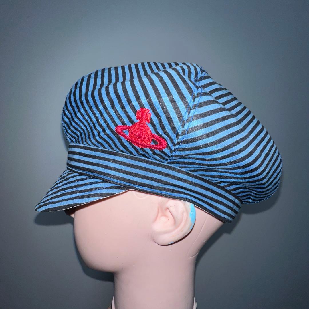 Vivienne westwood キャップ　青縞柄