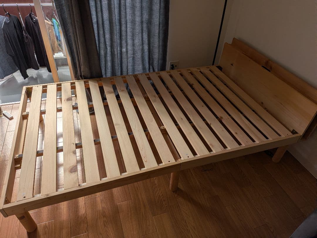 【タンスのゲン】木製セミダブルベッド マットレススタンド付き