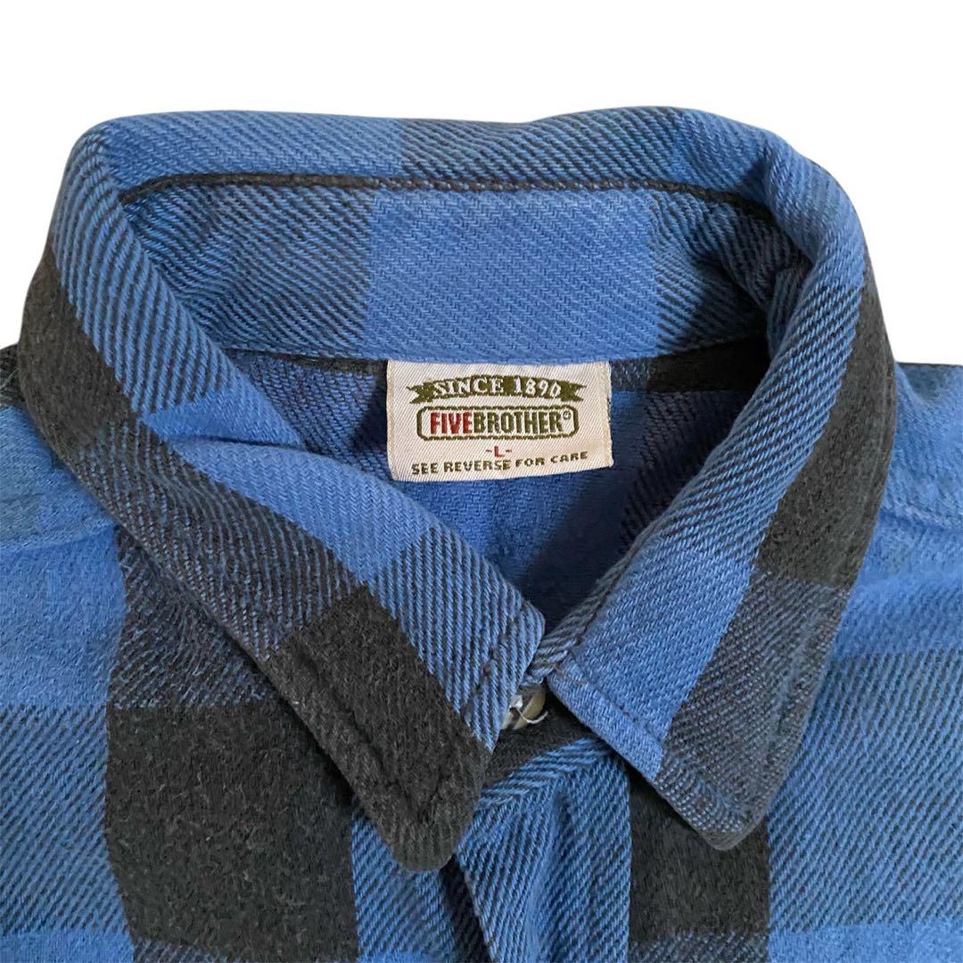 122　FIVE BROTHER 90's ヘビーネル　青　黒　L