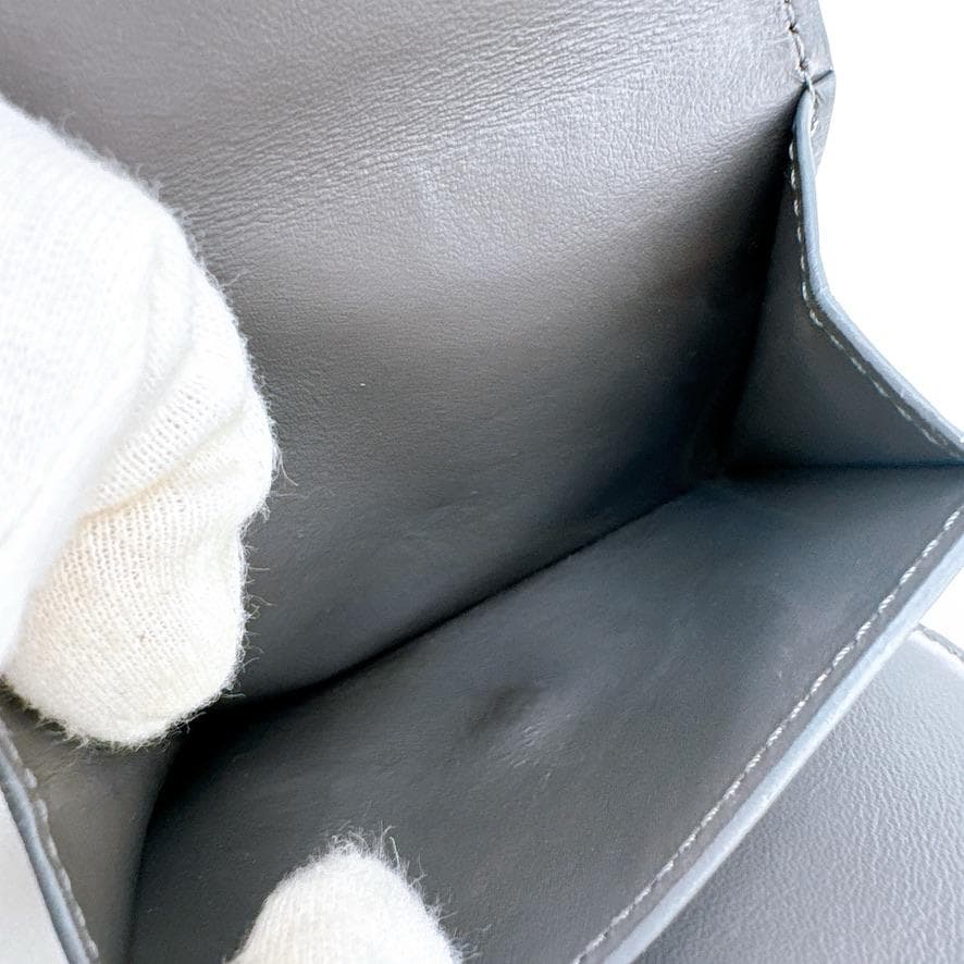 現行　美品　セリーヌ スモールストラップウォレット レザー グレー ピンク