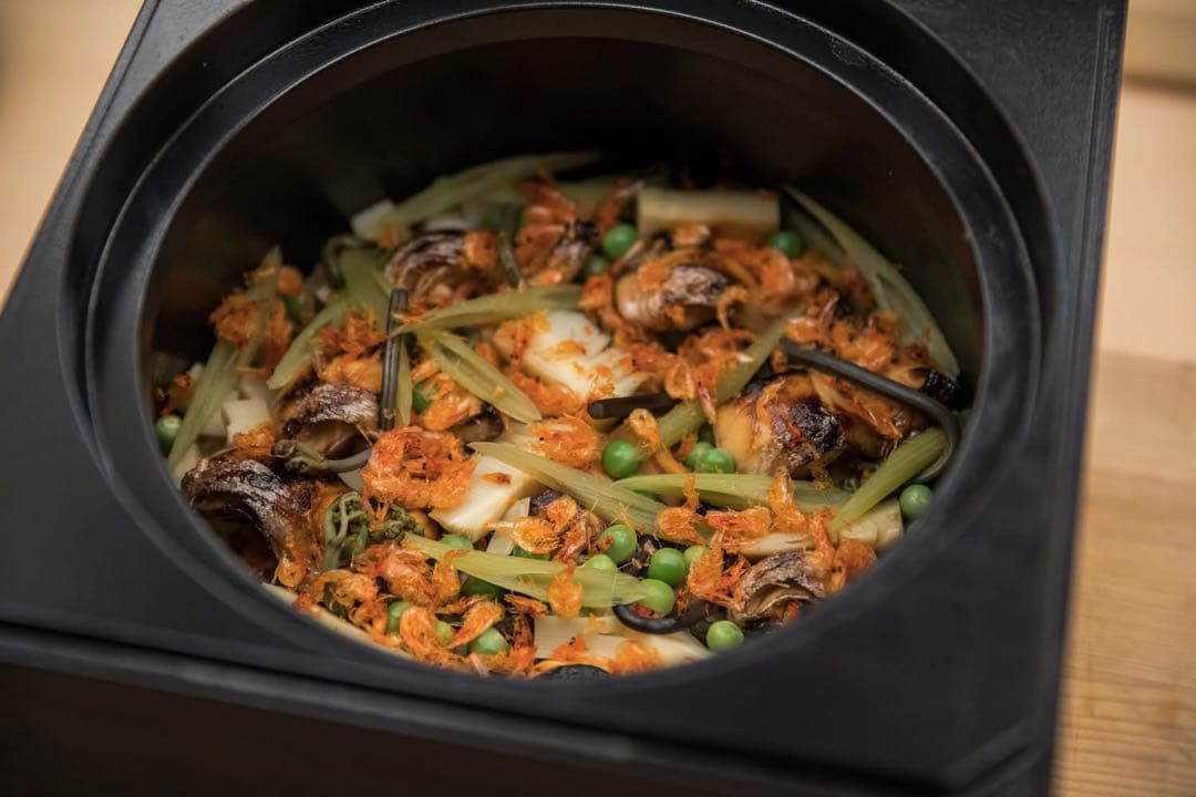 無水蒸し器 木製蓋付き