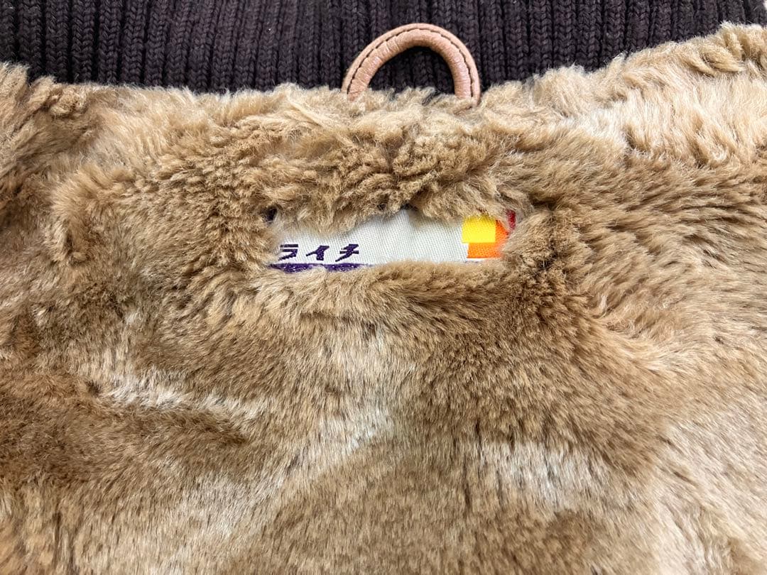 Y2K パッチワーク レザー ジャケット ブラウン 古着 裏地ファー