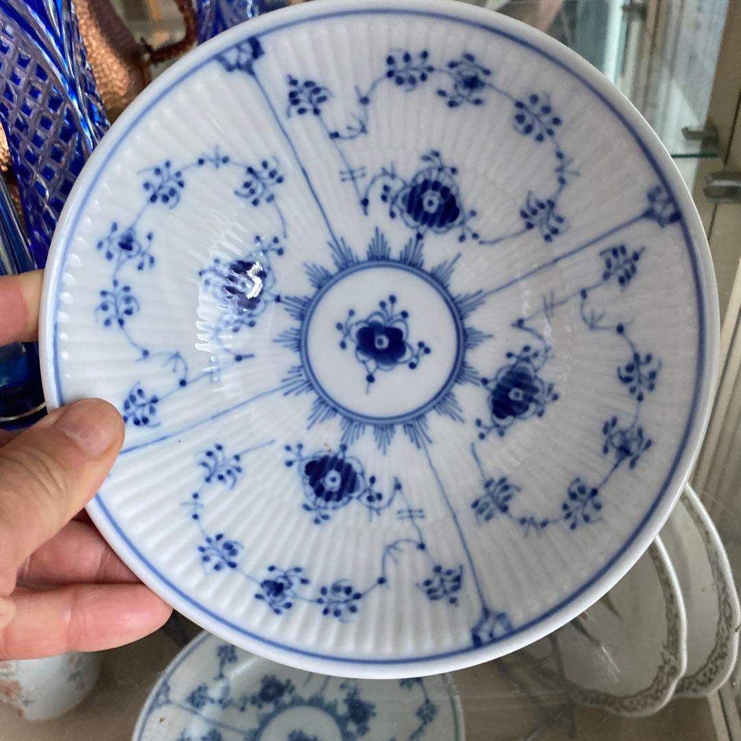 美品◾️ロイヤルコペンハーゲンサラダボールプレートブルーフルーテッド