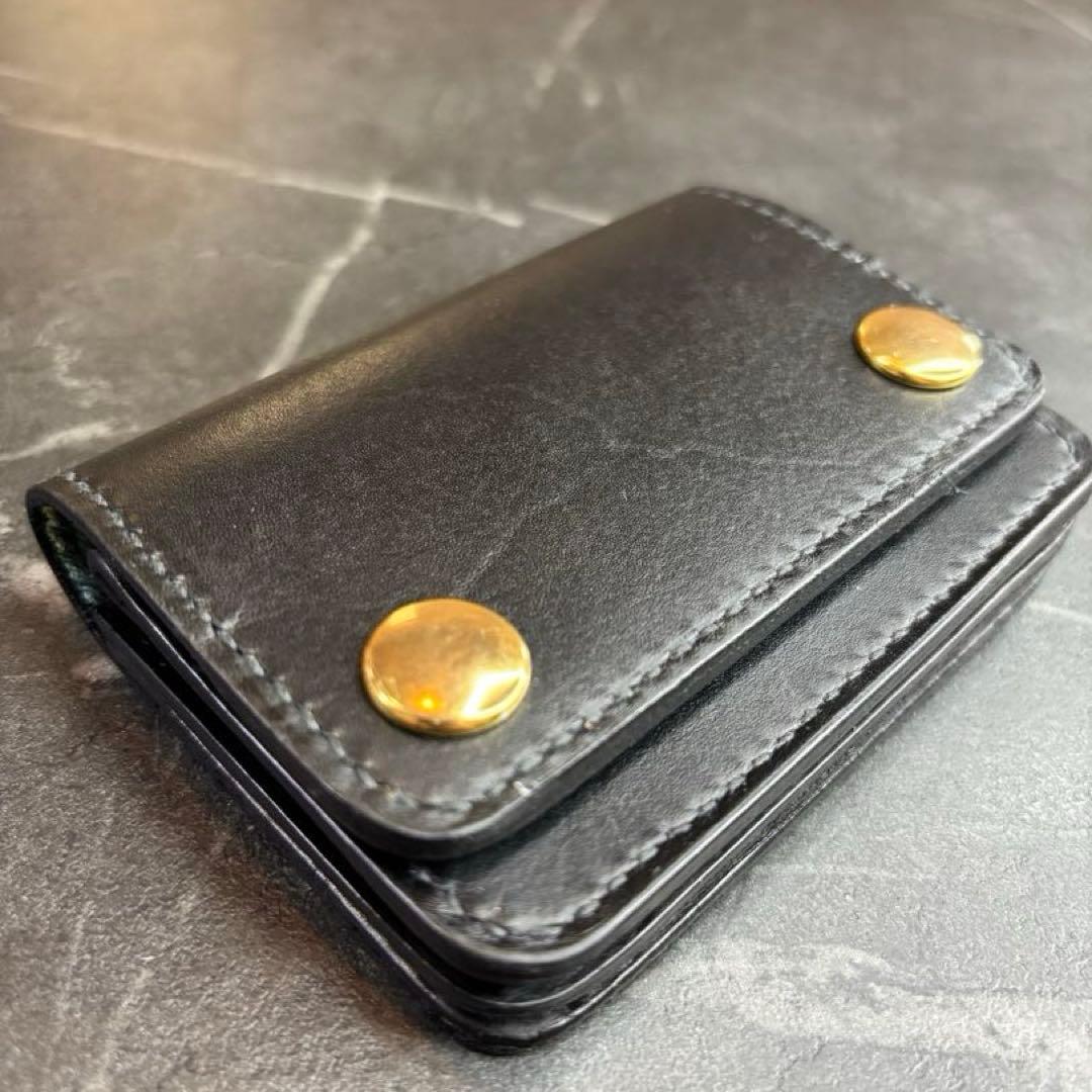 ショートトラッカーウォレット　レザー ミニ財布 黒・タイダイ　ハンドメイド