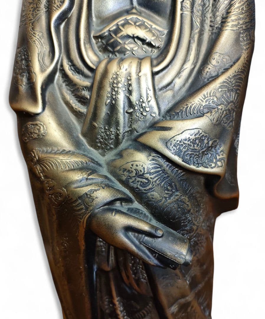 【鶯玉作】観音菩薩 仏像 古美術 非鉄 金属工芸 彫刻 観音像