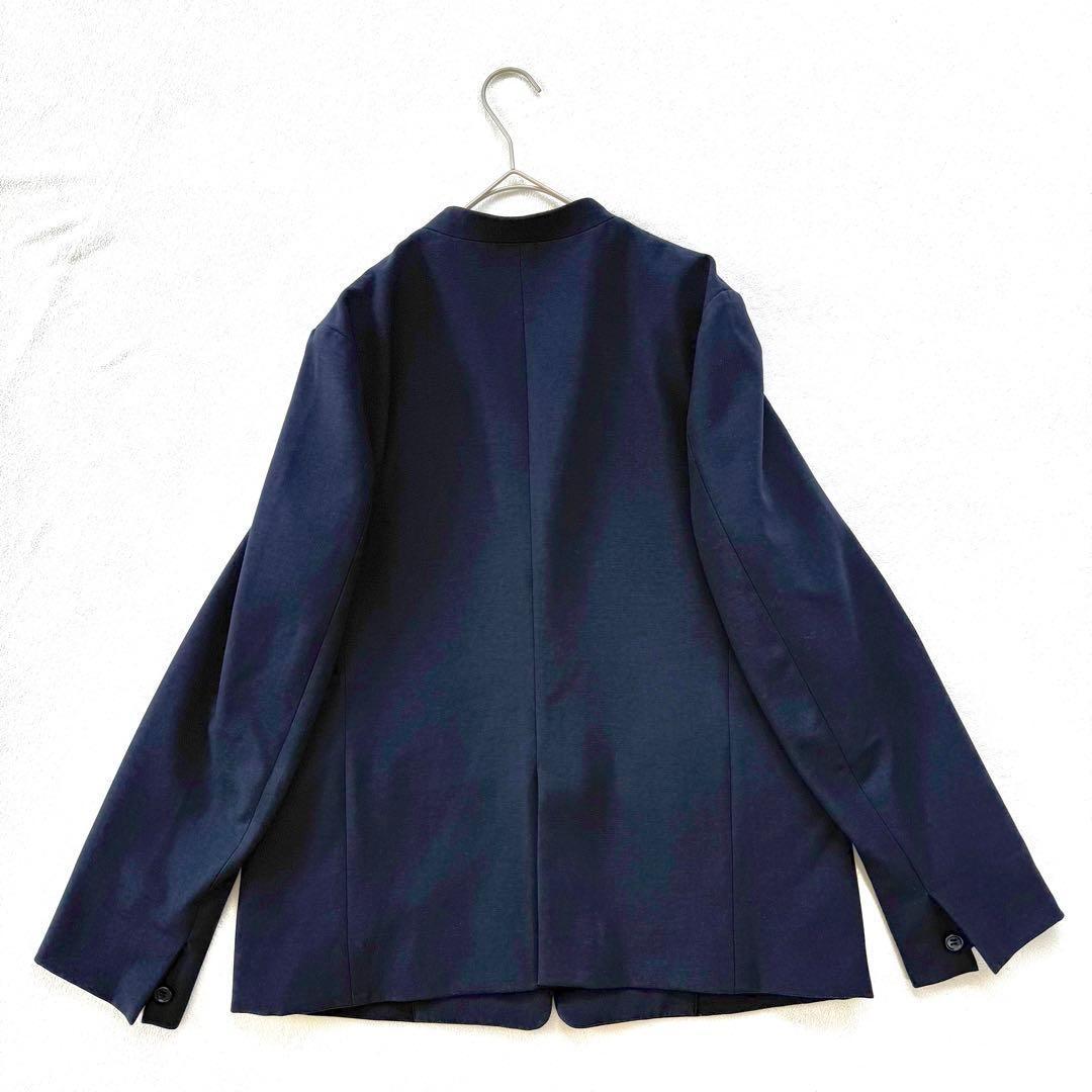 秋冬生地・L✨プラステ ノーカラー パンツ スーツ セットアップ ネイビー