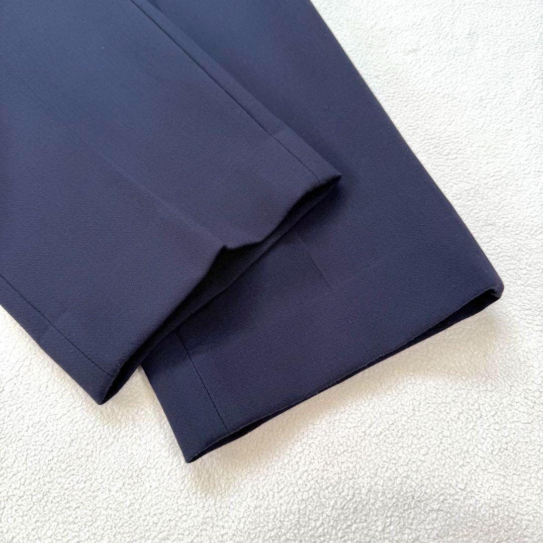 秋冬生地・L✨プラステ ノーカラー パンツ スーツ セットアップ ネイビー