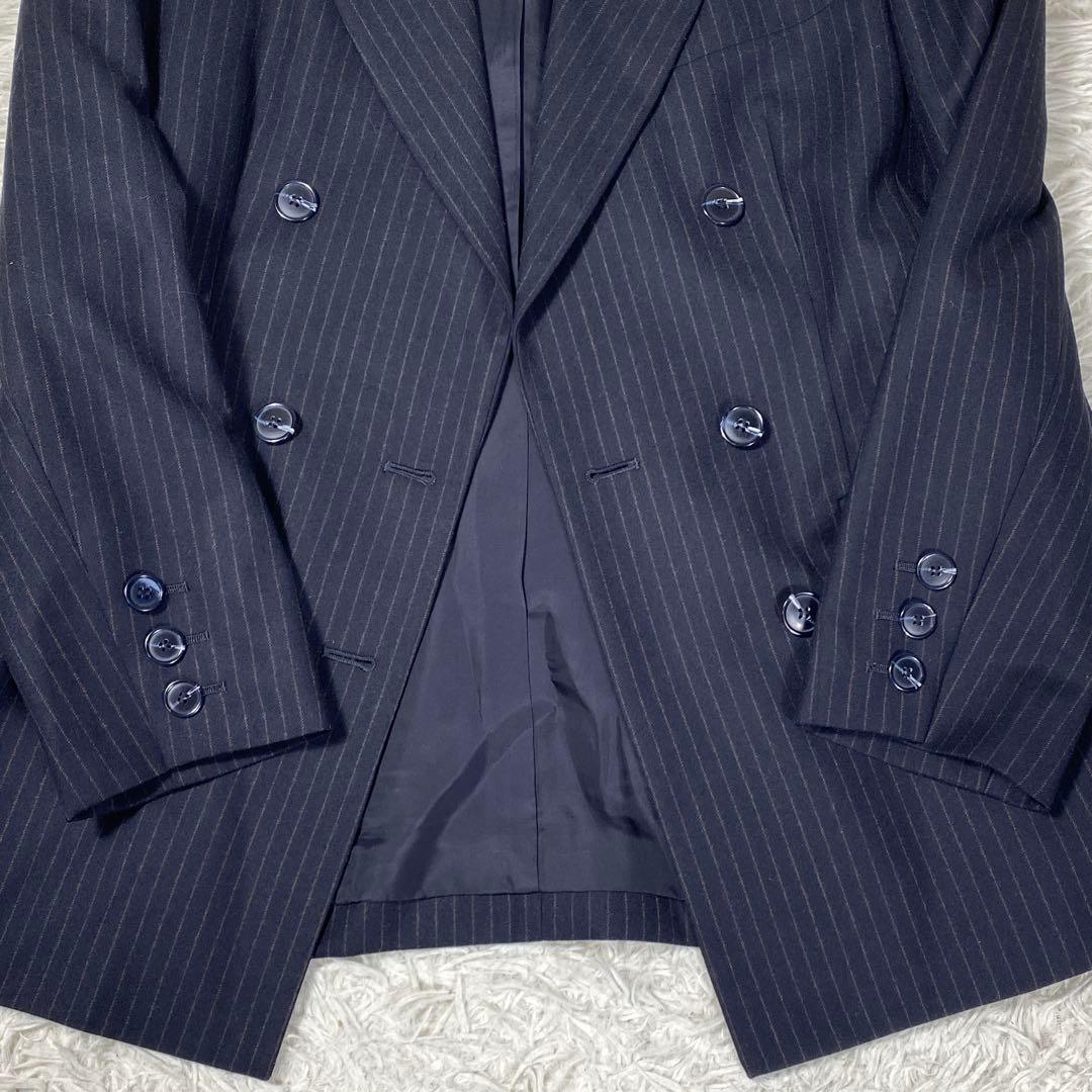 イヴサンローラン　ダブルジャケット　ネイビー　ストライプ　サイズ36(S)