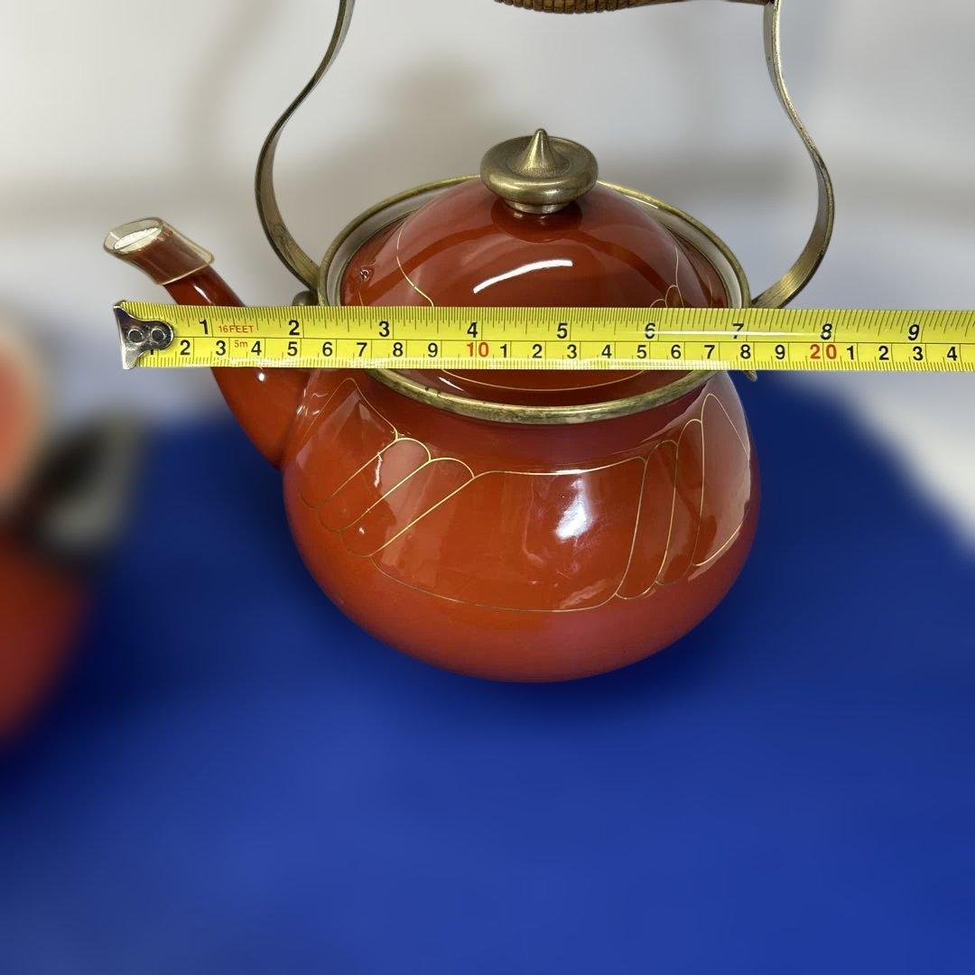 赤いセラミック鍋セット 2鍋1ケトル ヴィンテージの鍋