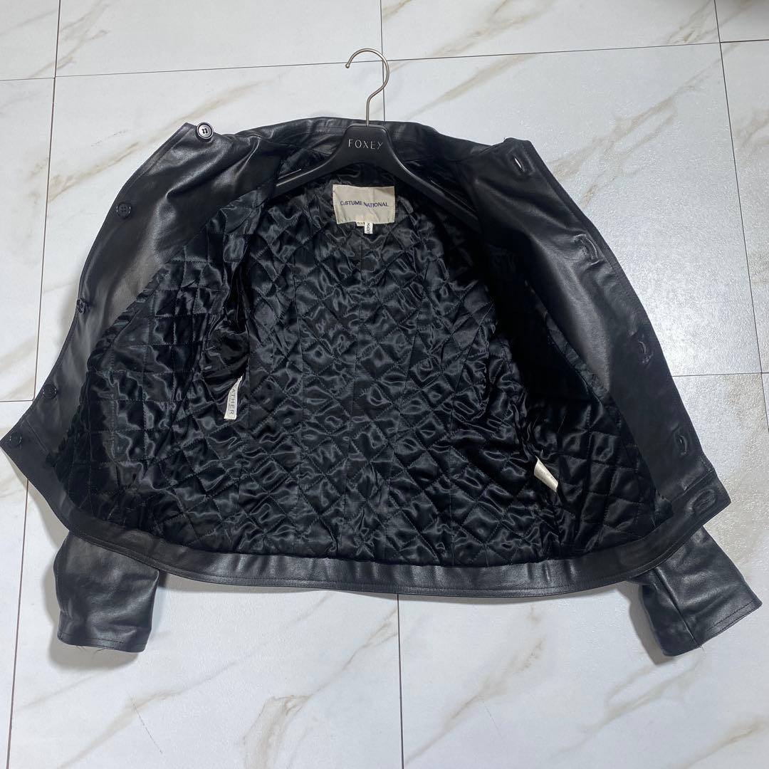 希少♡コスチュームナショナル イタリア製 光沢 短丈カウレザージャケット 中綿