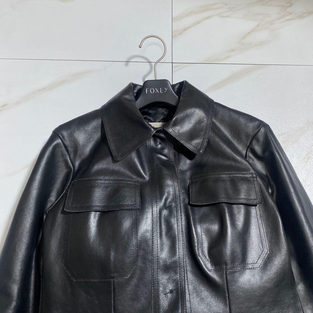 希少♡コスチュームナショナル イタリア製 光沢 短丈カウレザージャケット 中綿